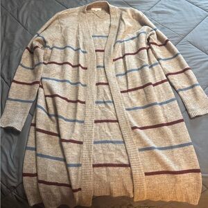 Skies Are Blue Beige Striped Cardigan